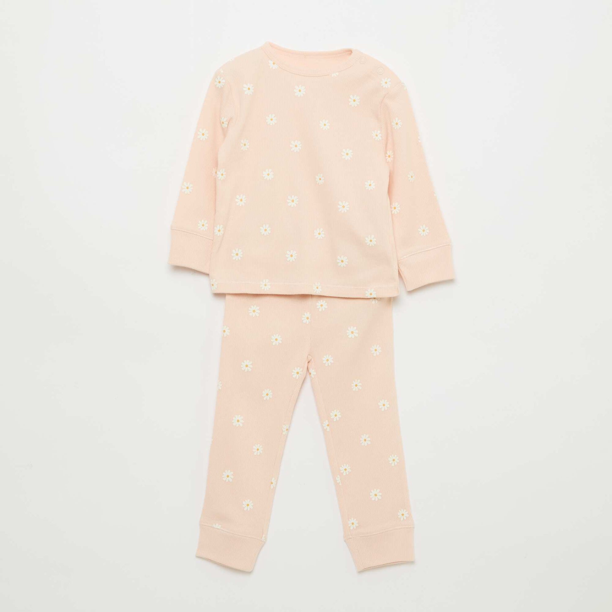 Conjunto de pijama de algodón de canalé - 2 piezas ROSA
