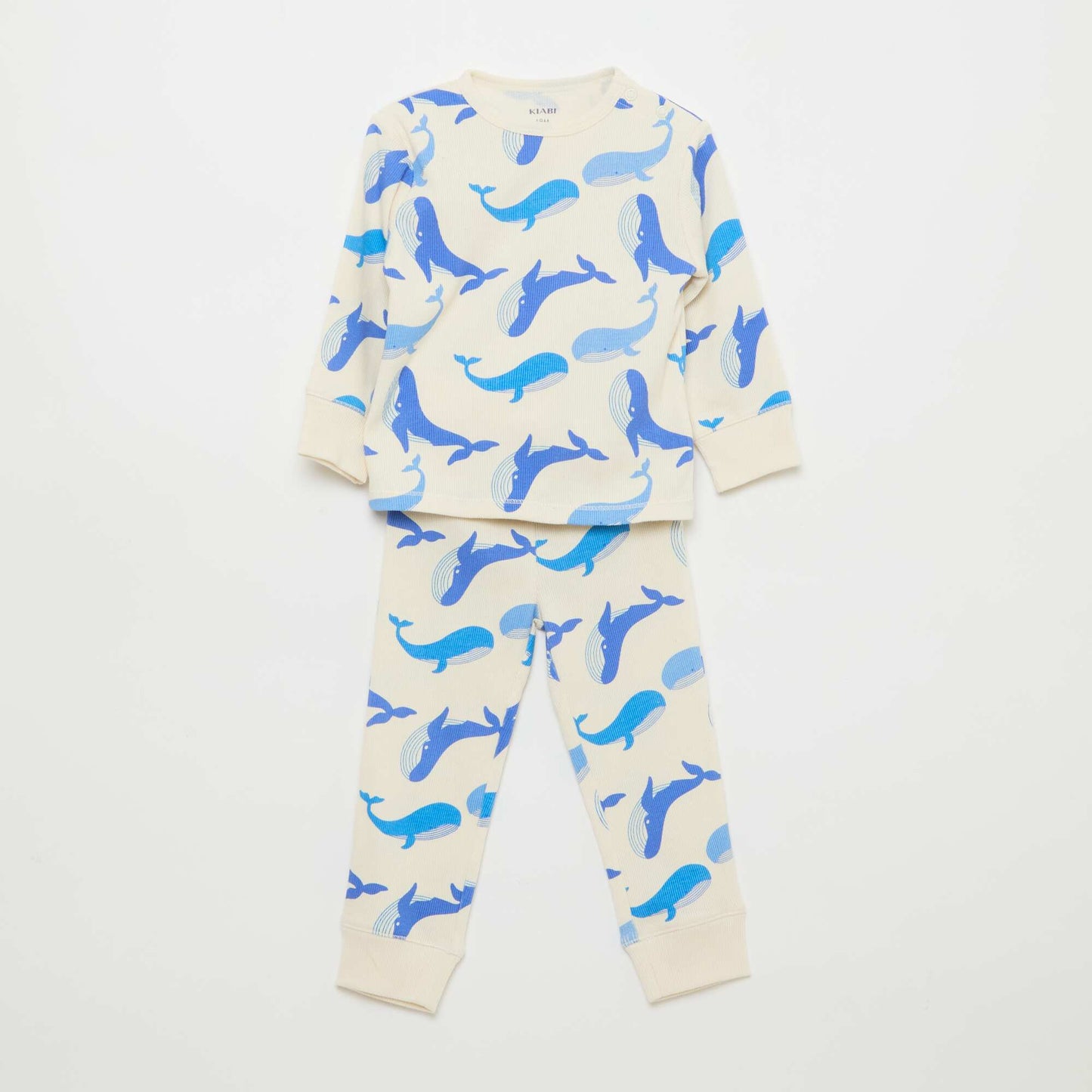 Conjunto de pijama de algodón de canalé - 2 piezas BLANCO