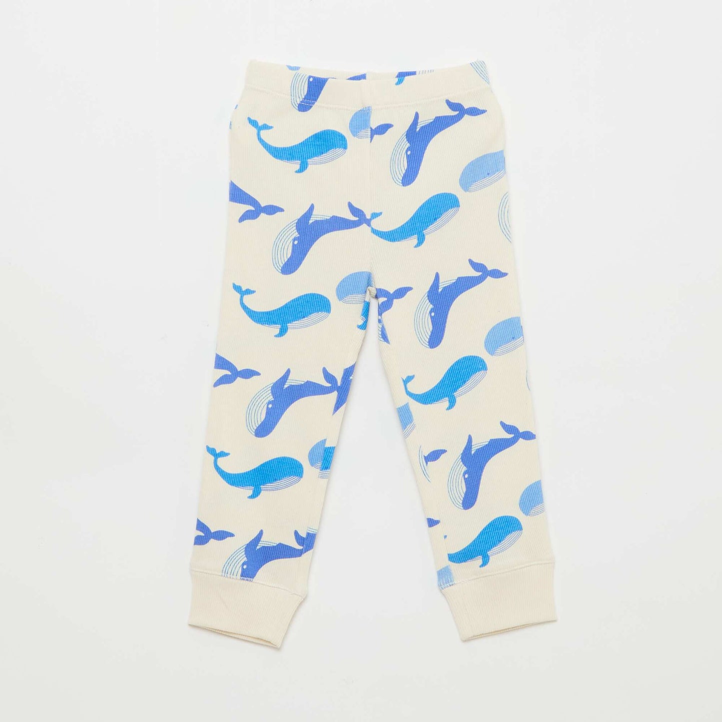 Conjunto de pijama de algodón de canalé - 2 piezas BLANCO