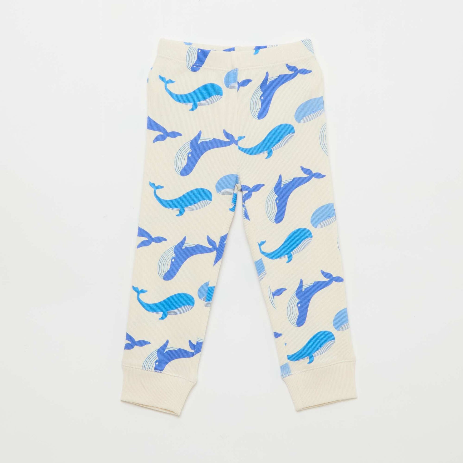Conjunto de pijama de algodón de canalé - 2 piezas BLANCO