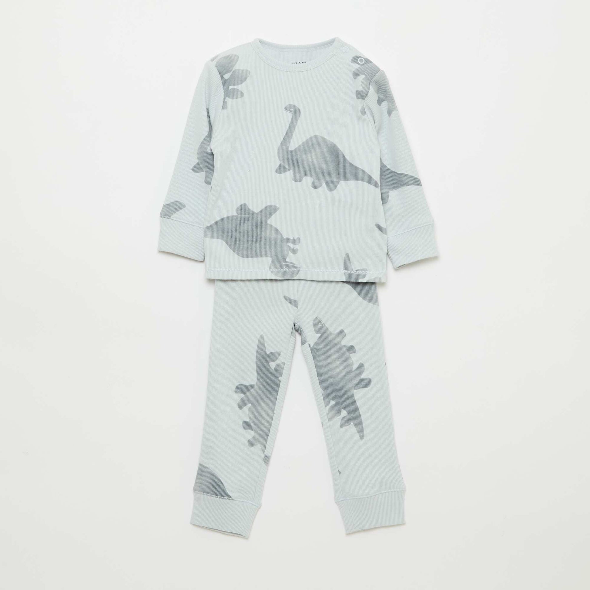 Conjunto de pijama de algodón de canalé - 2 piezas GRIS
