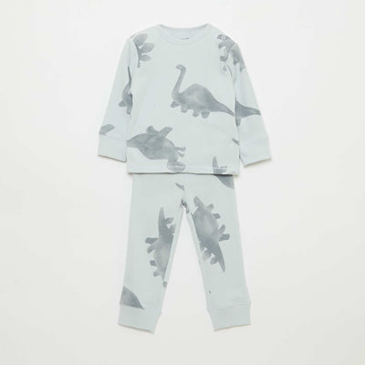 Conjunto de pijama de algodón de canalé - 2 piezas GRIS