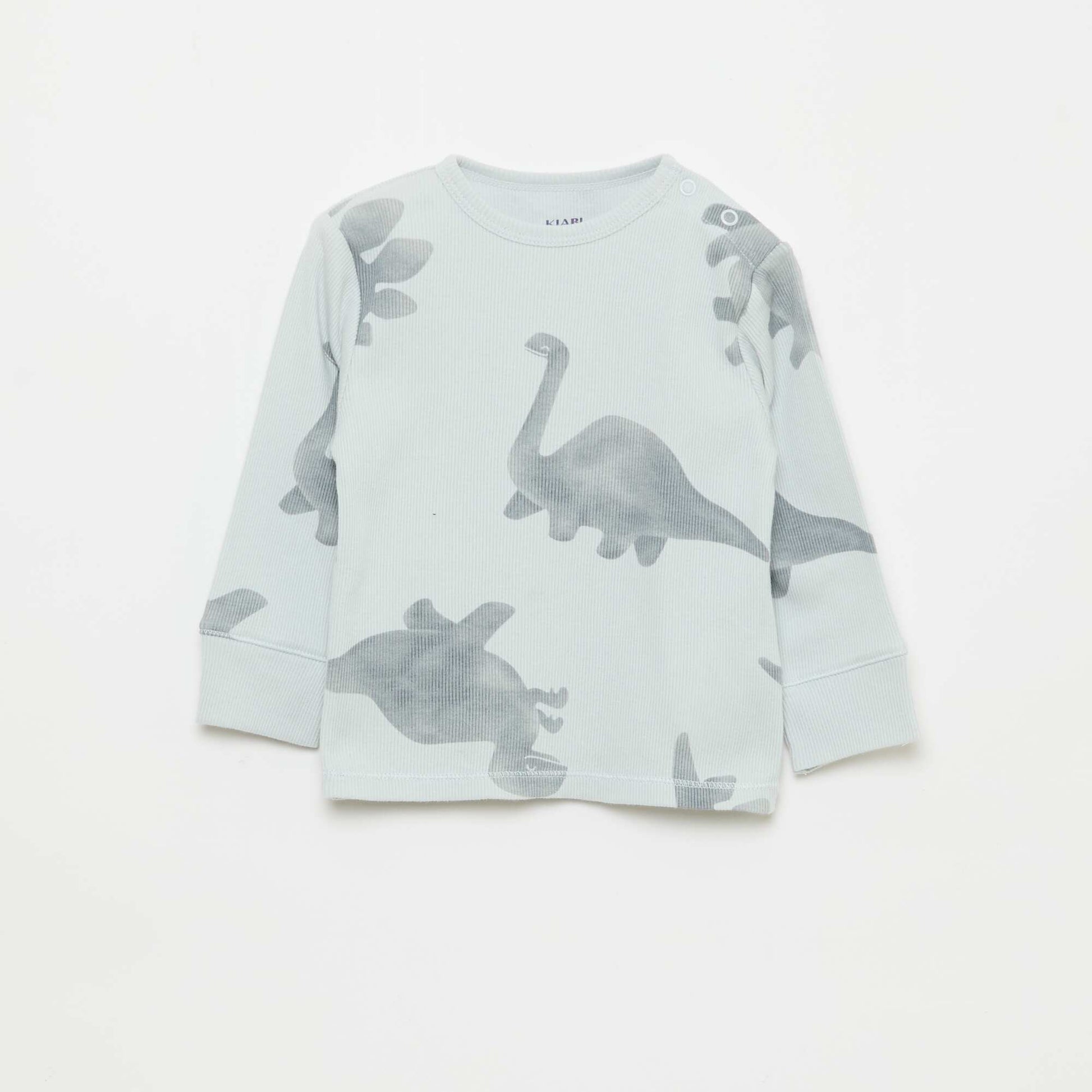 Conjunto de pijama de algodón de canalé - 2 piezas GRIS