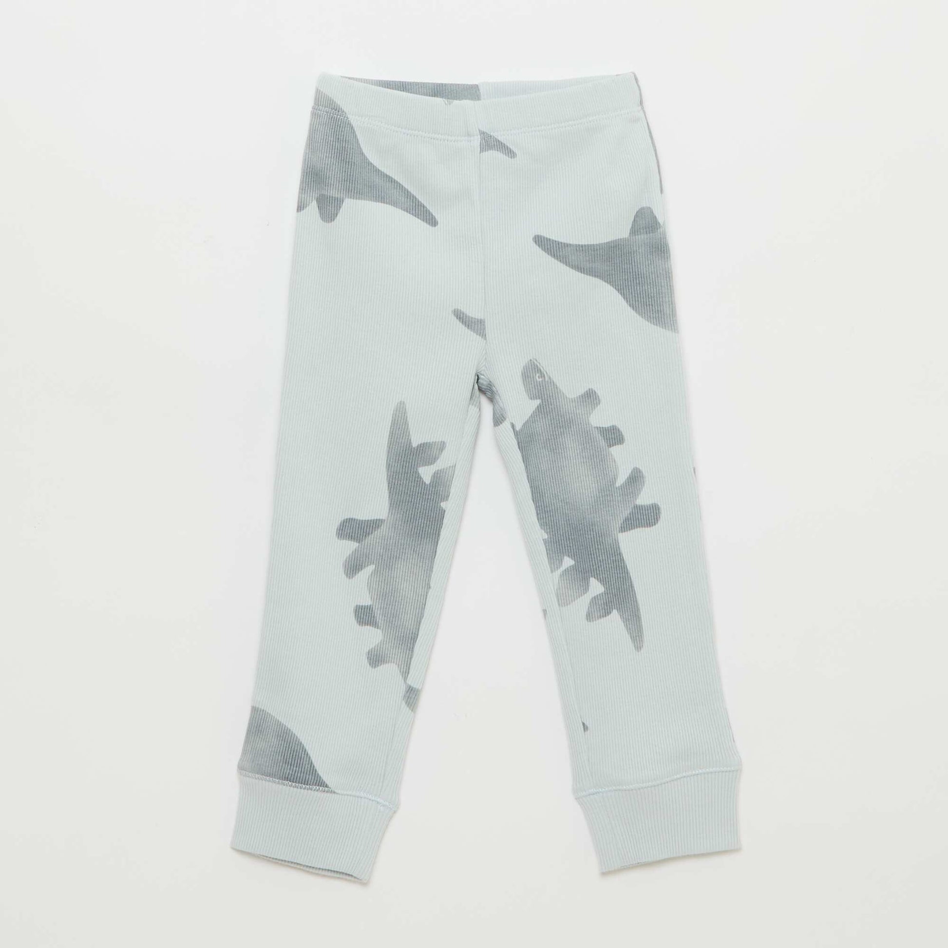 Conjunto de pijama de algodón de canalé - 2 piezas GRIS