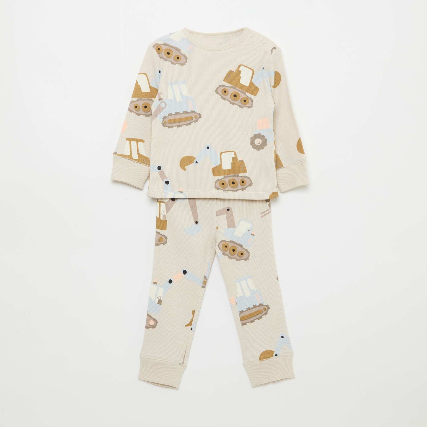 Conjunto de pijama de algodón de canalé - 2 piezas GRIS