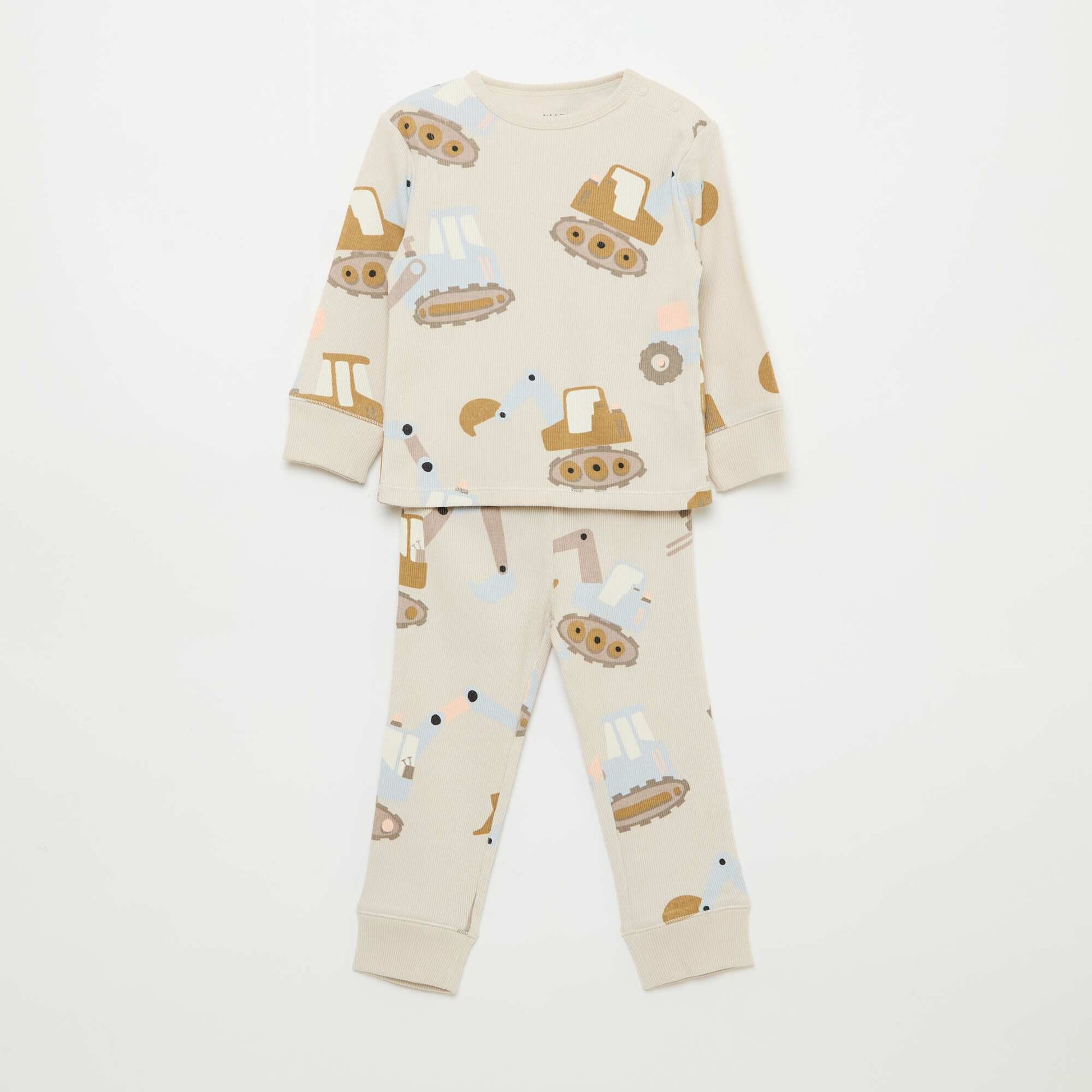 Conjunto de pijama de algodón de canalé - 2 piezas GRIS
