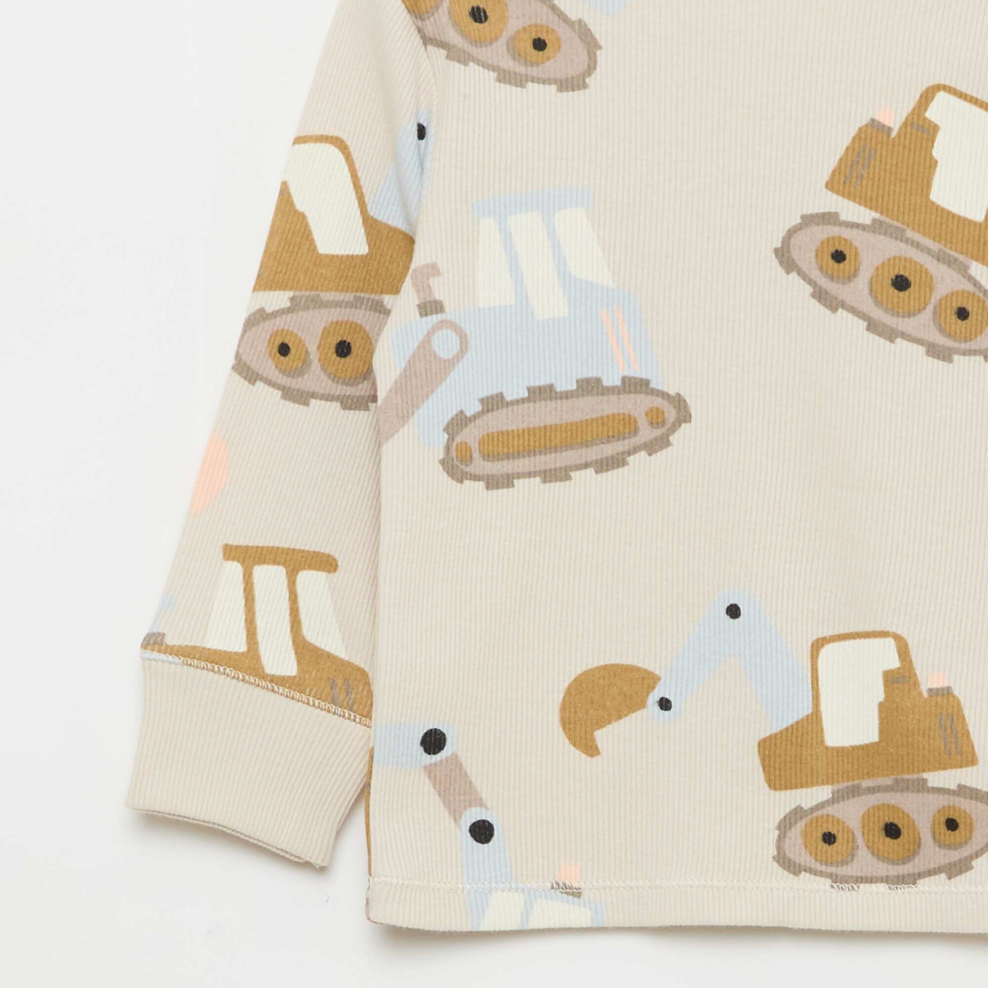 Conjunto de pijama de algodón de canalé - 2 piezas GRIS