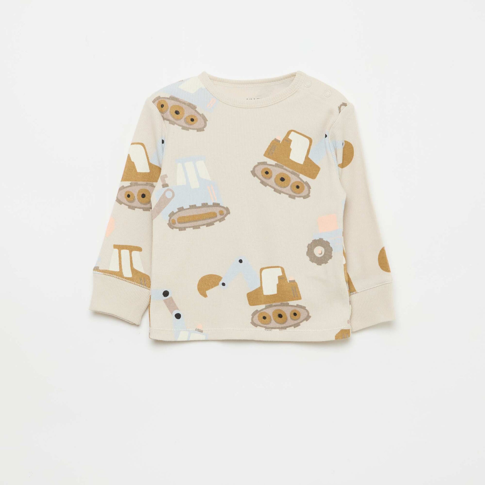 Conjunto de pijama de algodón de canalé - 2 piezas GRIS