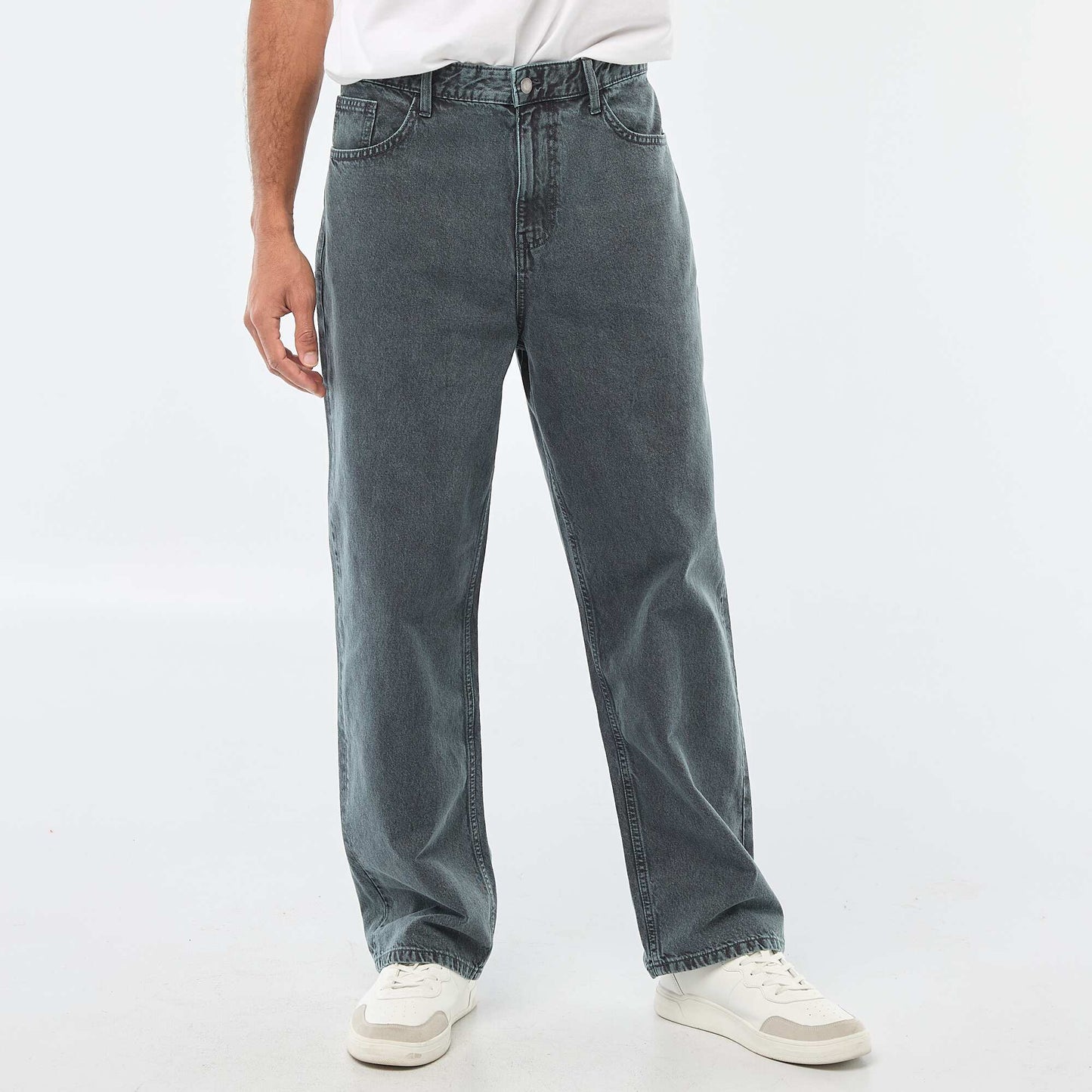 Pantalón baggy liso de twill AZUL