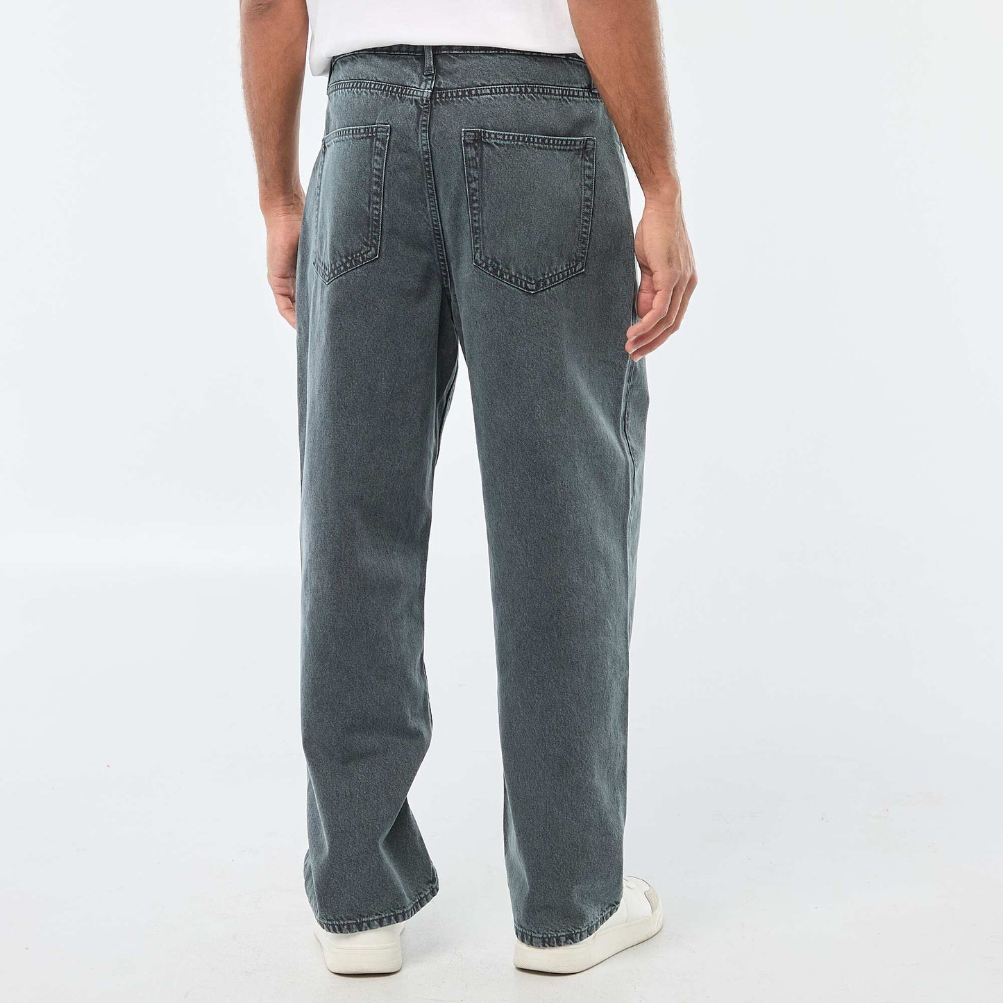 Pantalón baggy liso de twill AZUL