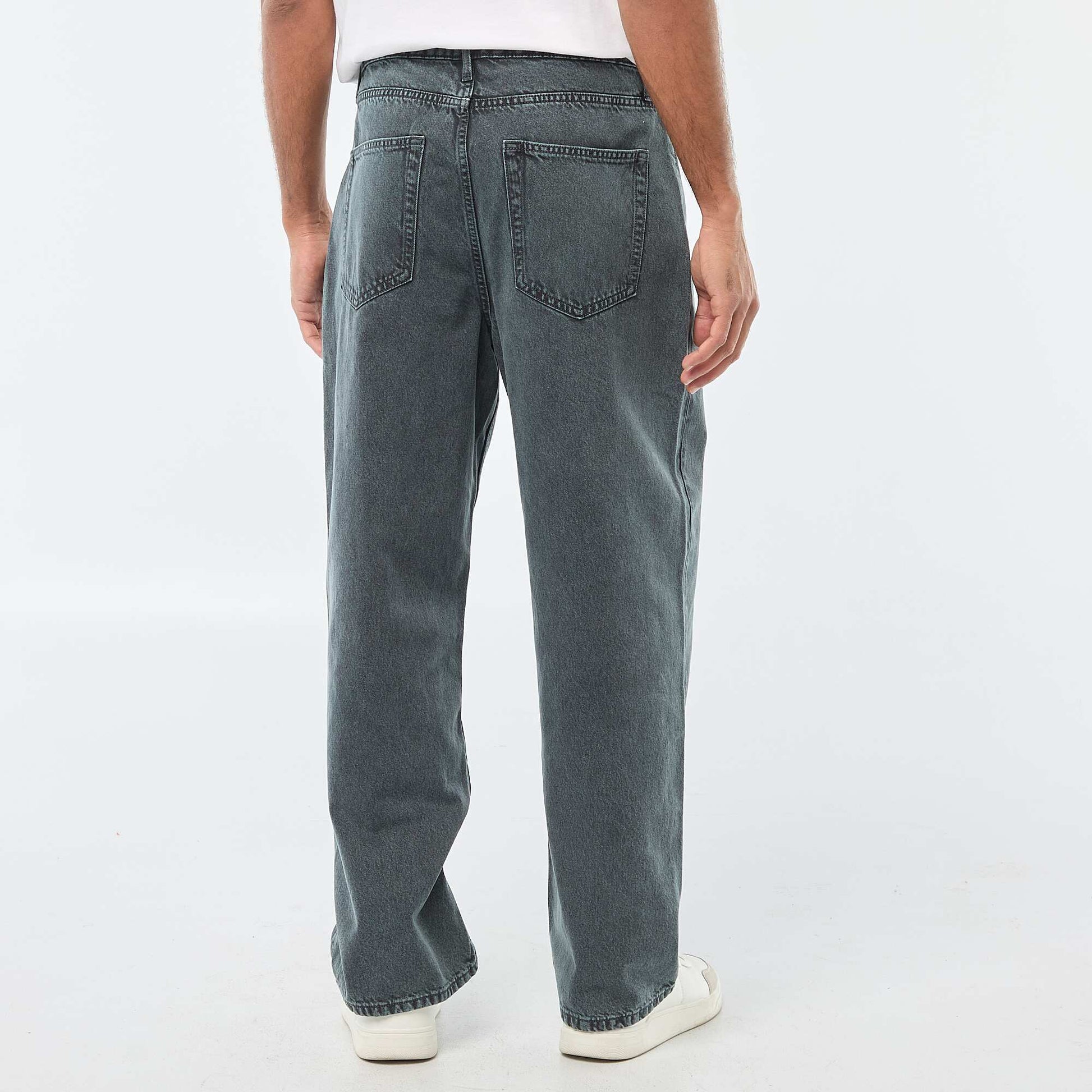 Pantalón baggy liso de twill AZUL