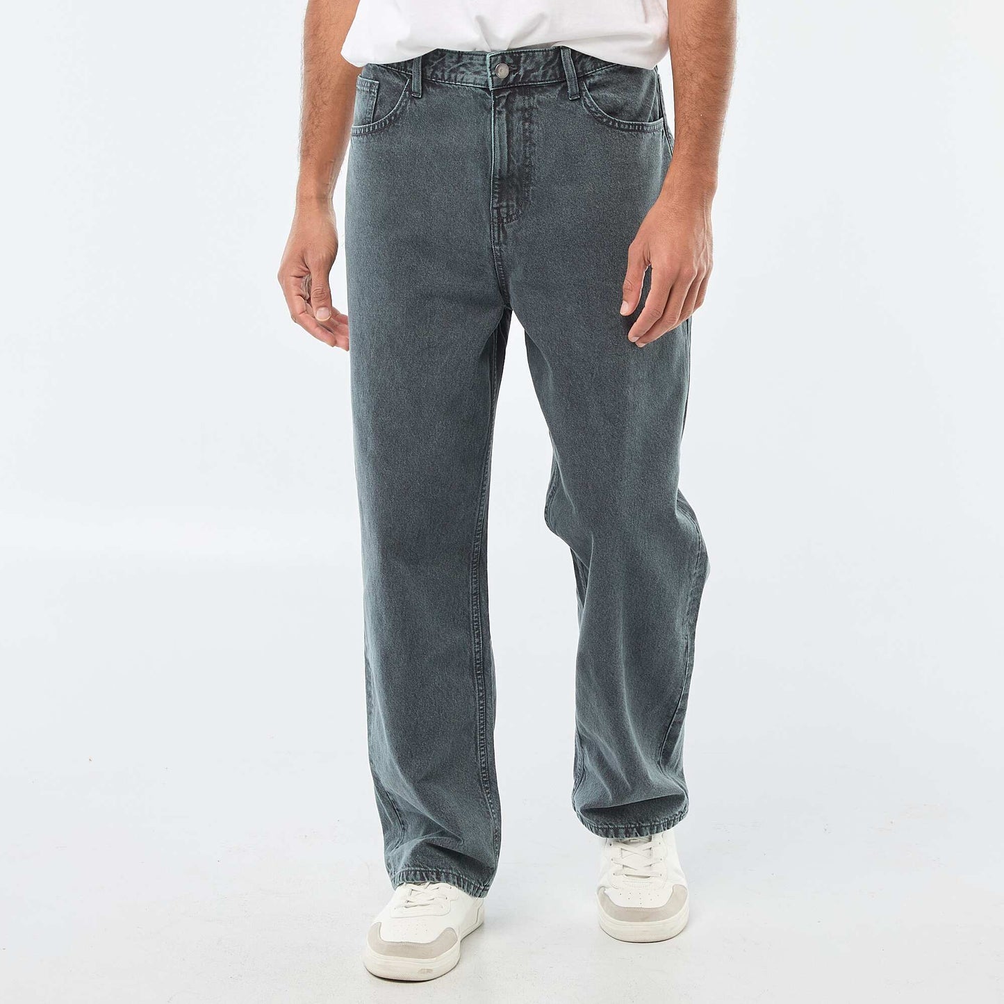 Pantalón baggy liso de twill AZUL