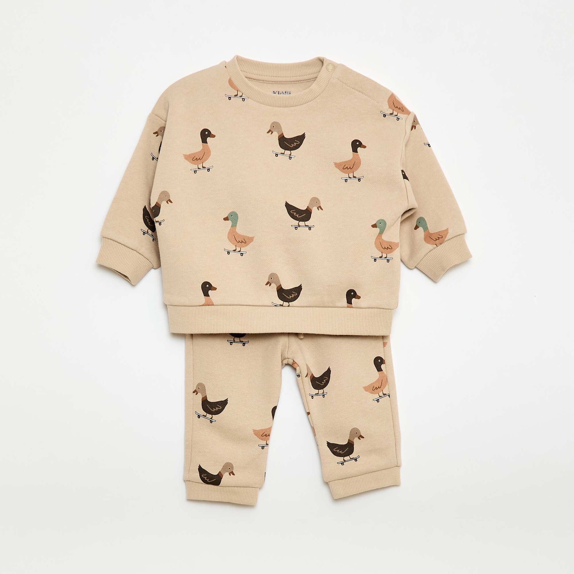 Conjunto buzo + pantalón de chándal con estampado fantasía - 2 piezas BEIGE