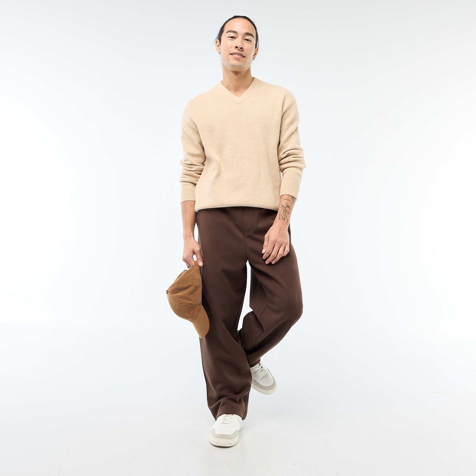 Pantalón ancho estilo jogging MARRON
