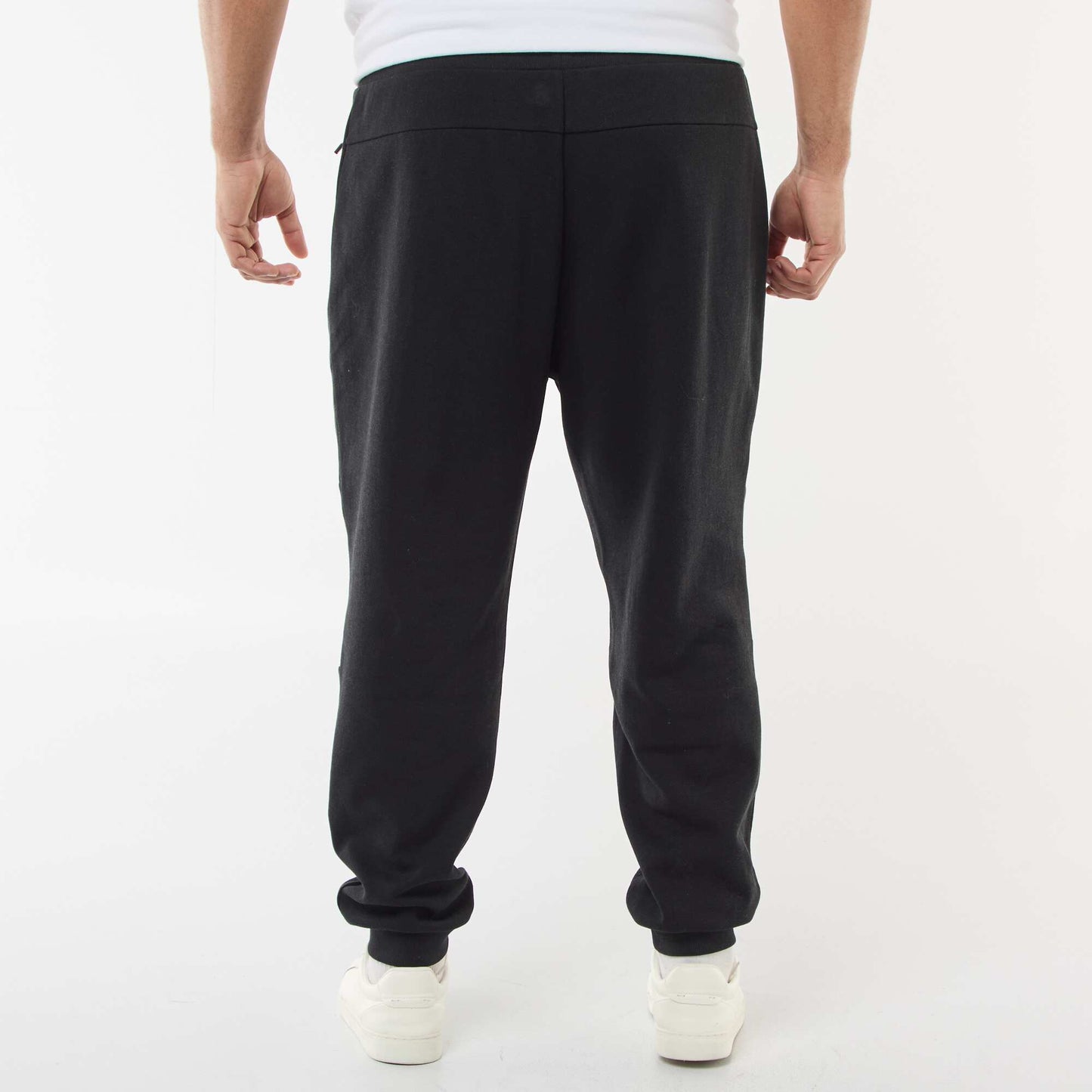 Pantalón de chándal de punto piqué liso de algodón NEGRO