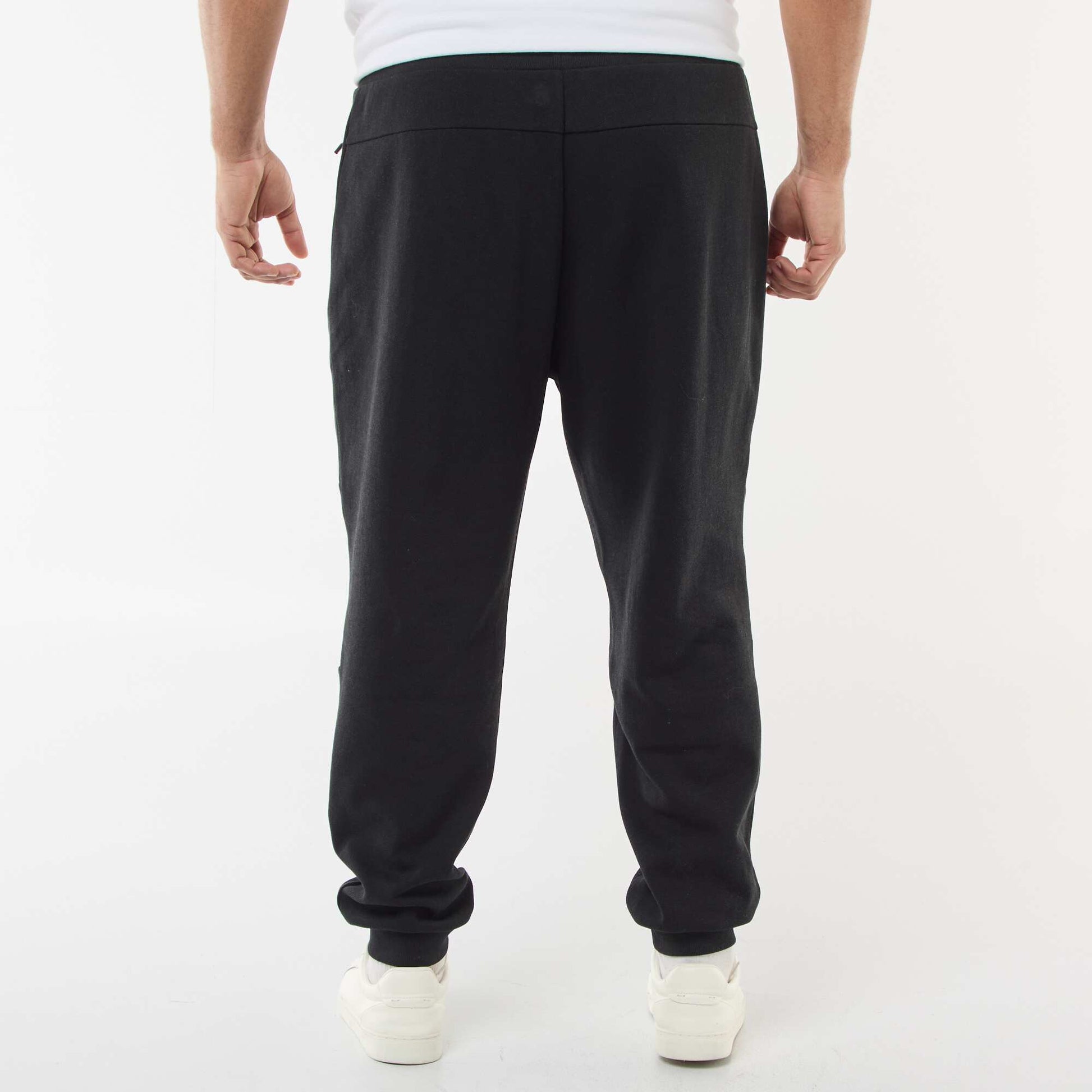 Pantalón de chándal de punto piqué liso de algodón NEGRO