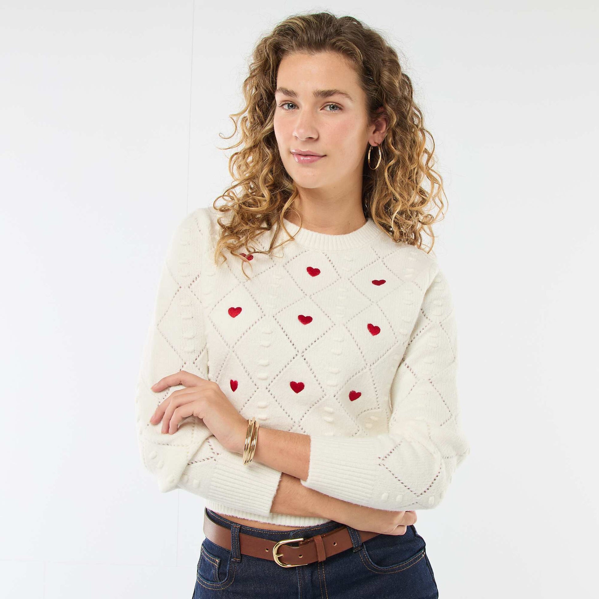Sweater de punto fantasía BLANCO