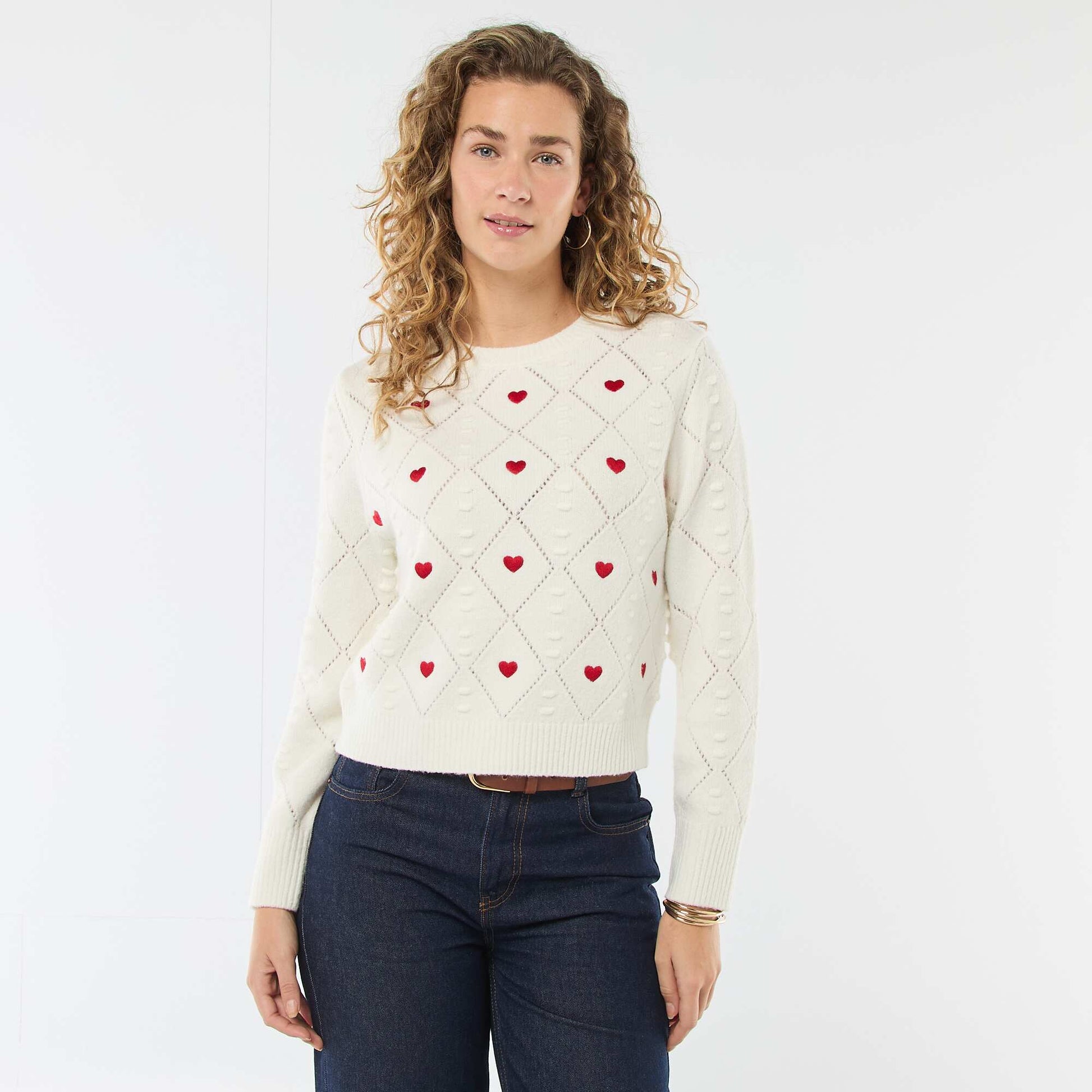 Sweater de punto fantasía BLANCO