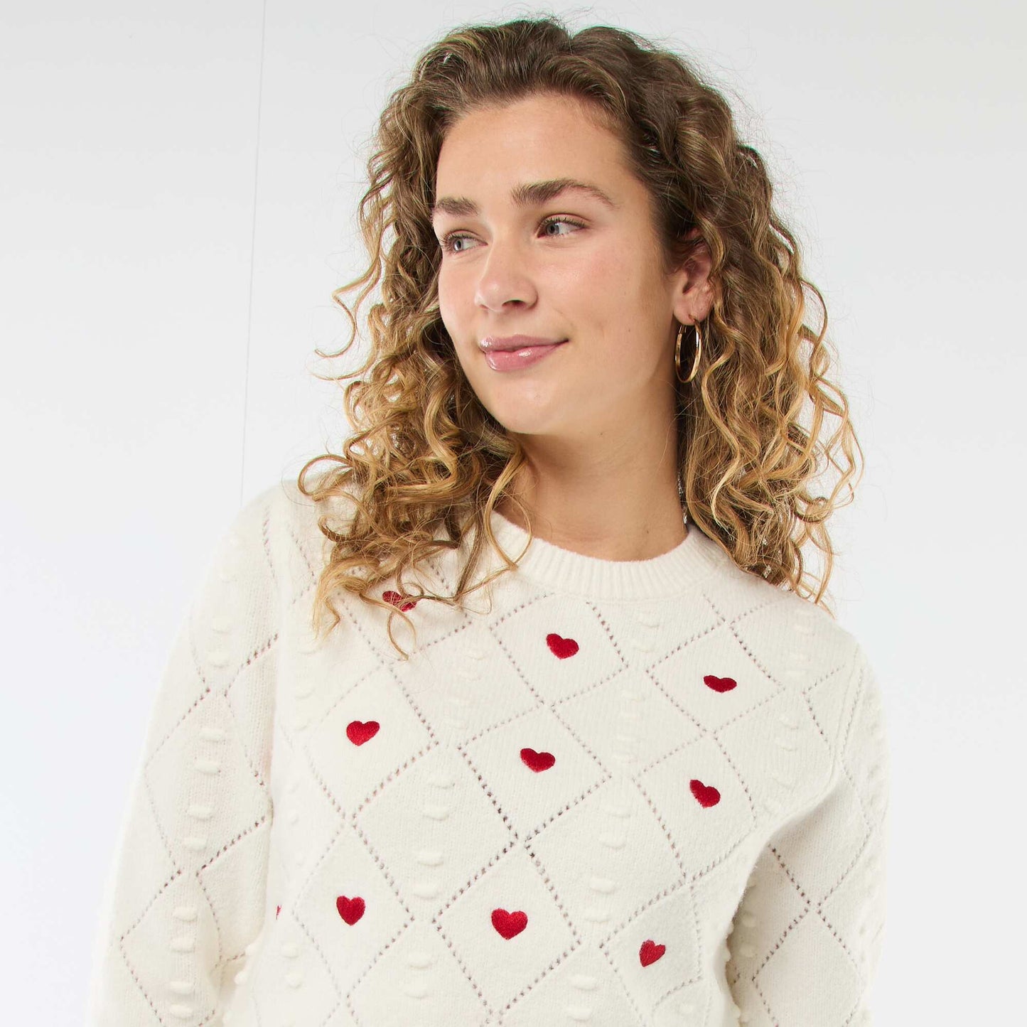 Sweater de punto fantasía BLANCO
