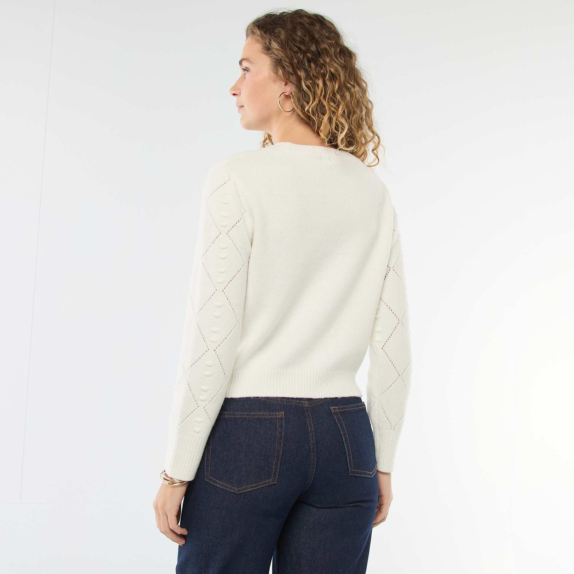 Sweater de punto fantasía BLANCO