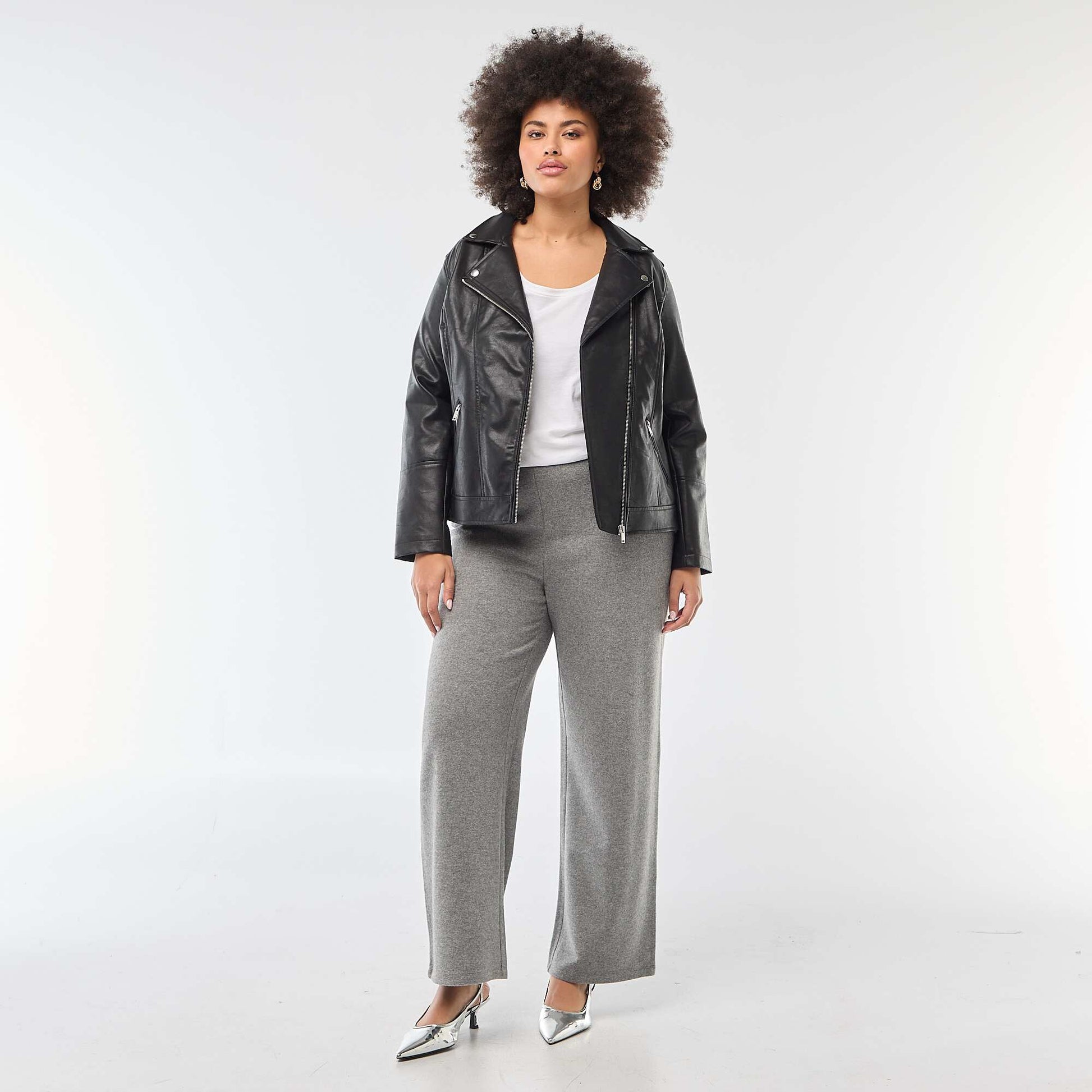 Pantalón cómodo de punto canalé GRIS