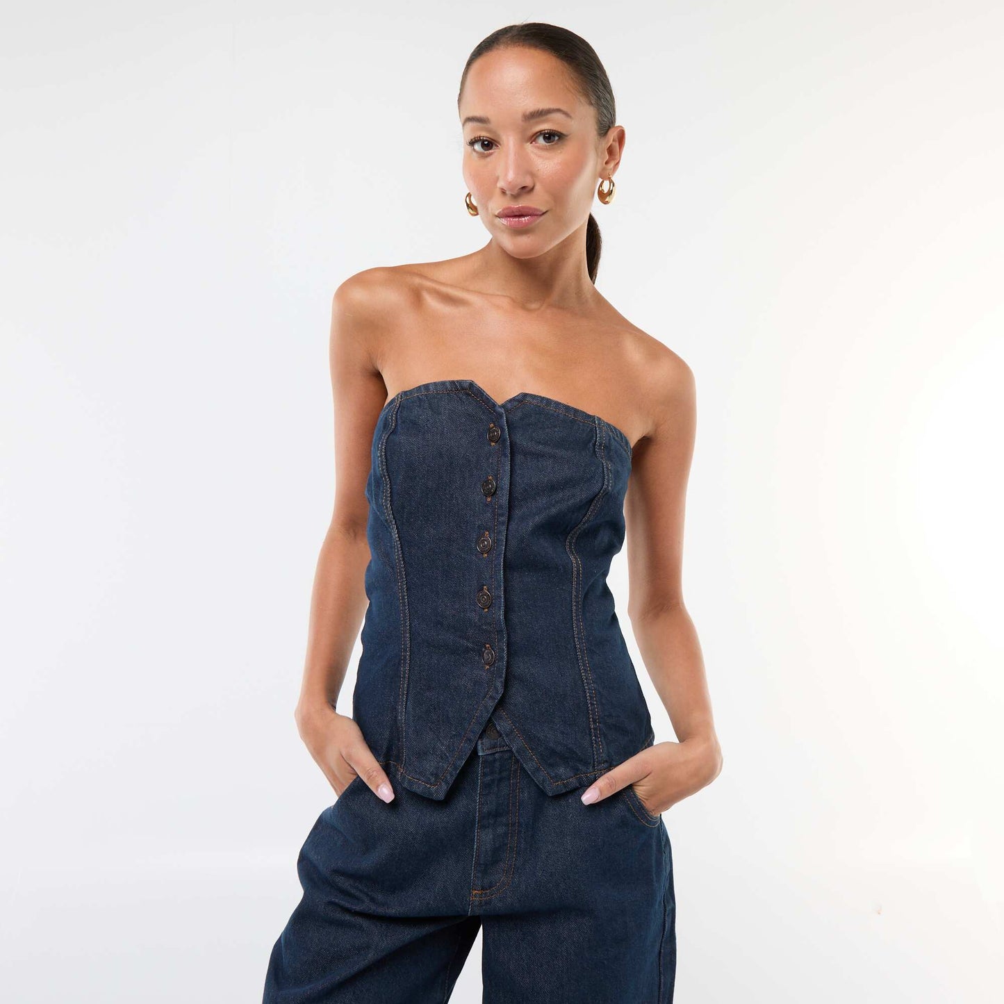 Top bustier de jean AZUL