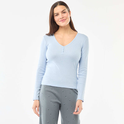 Camiseta de pijama de punto calado AZUL