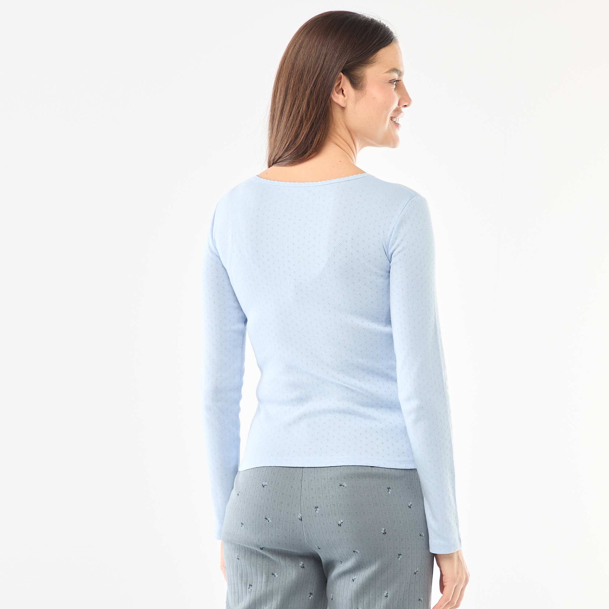 Camiseta de pijama de punto calado AZUL
