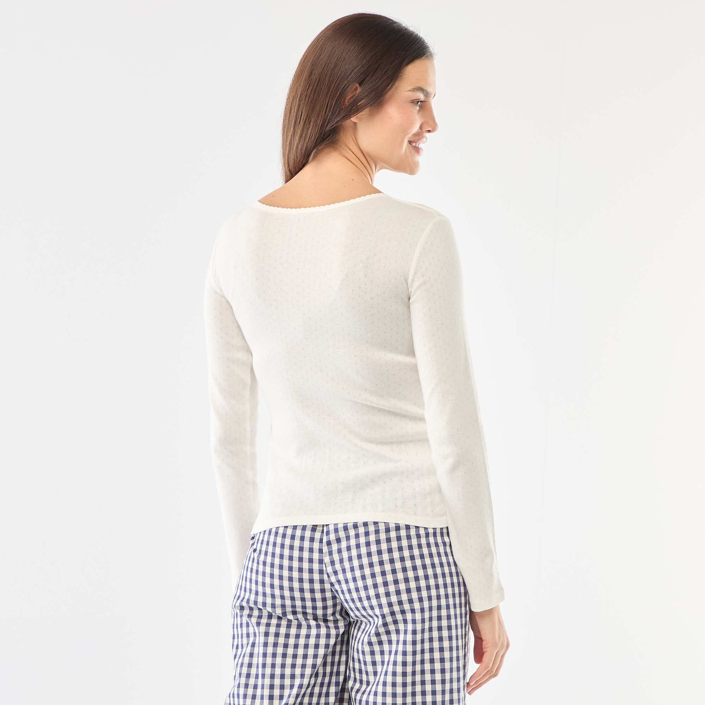 Camiseta de pijama de punto calado BLANCO
