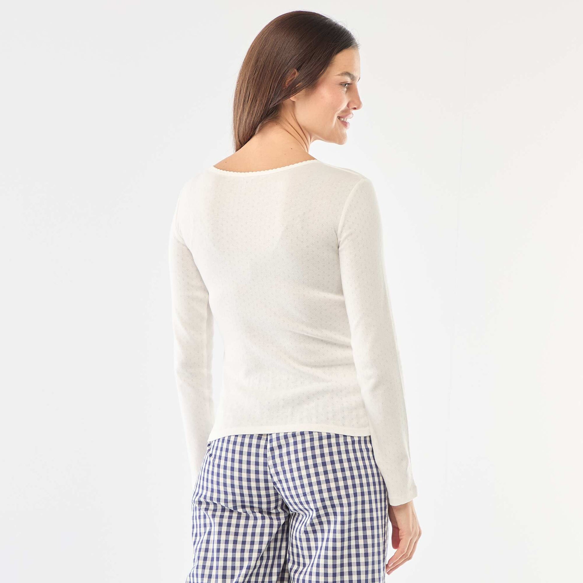 Camiseta de pijama de punto calado BLANCO