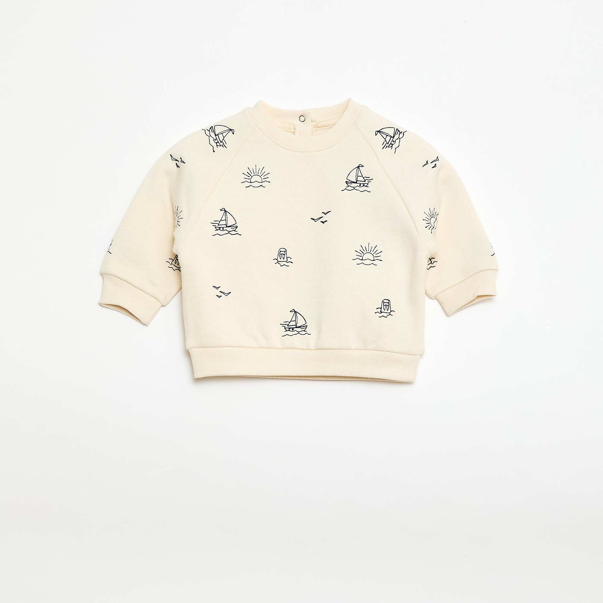 Buzo de felpa con mangas raglán BEIGE