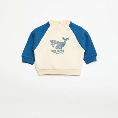 Buzo de felpa con mangas raglán BEIGE