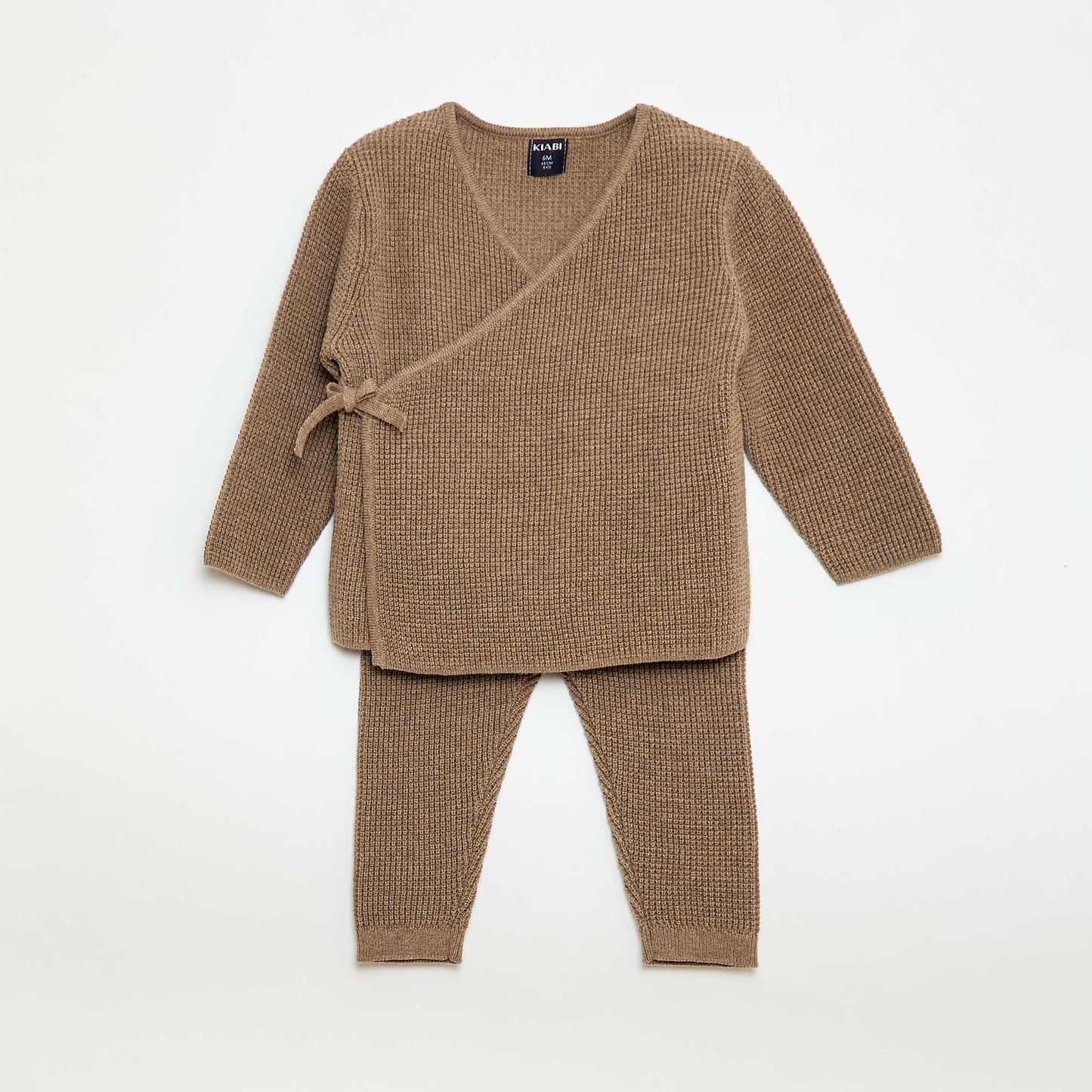 Conjunto chaleco cruzado + leggings de punto - 2 piezas BEIGE