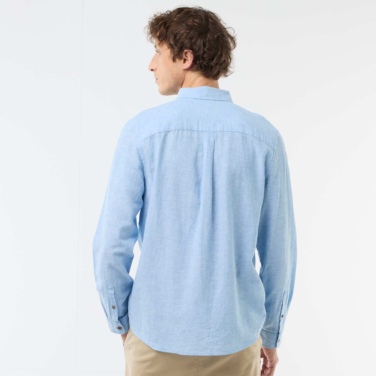 Camisa de lino mezclado AZUL CIELO