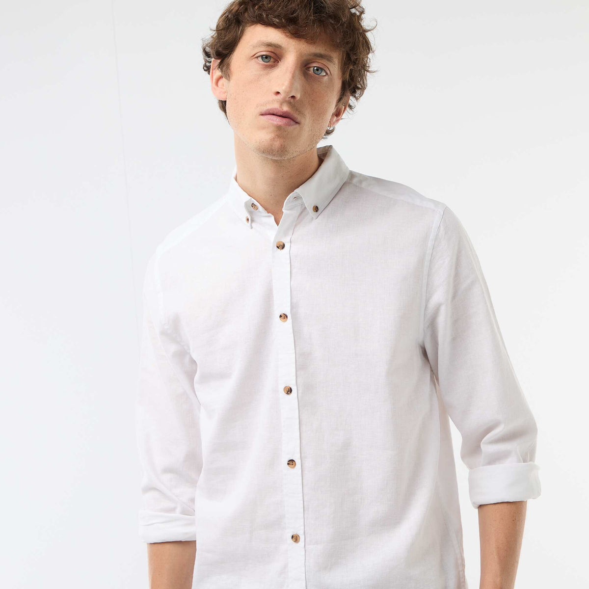 Camisa de lino mezclado BLANCO