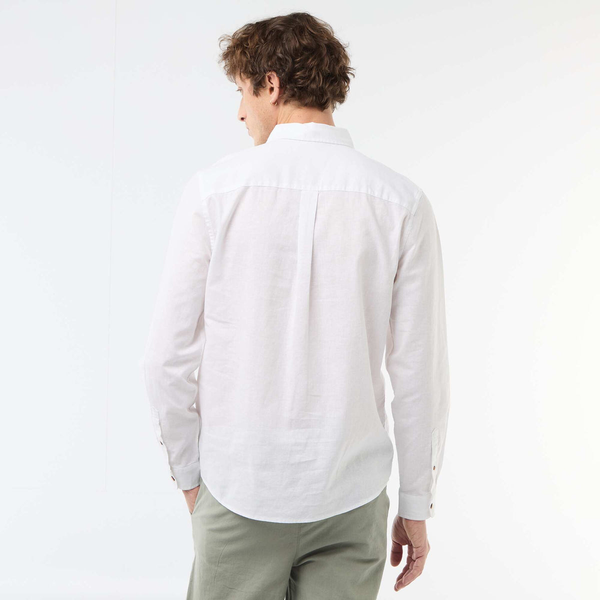 Camisa de lino mezclado BLANCO