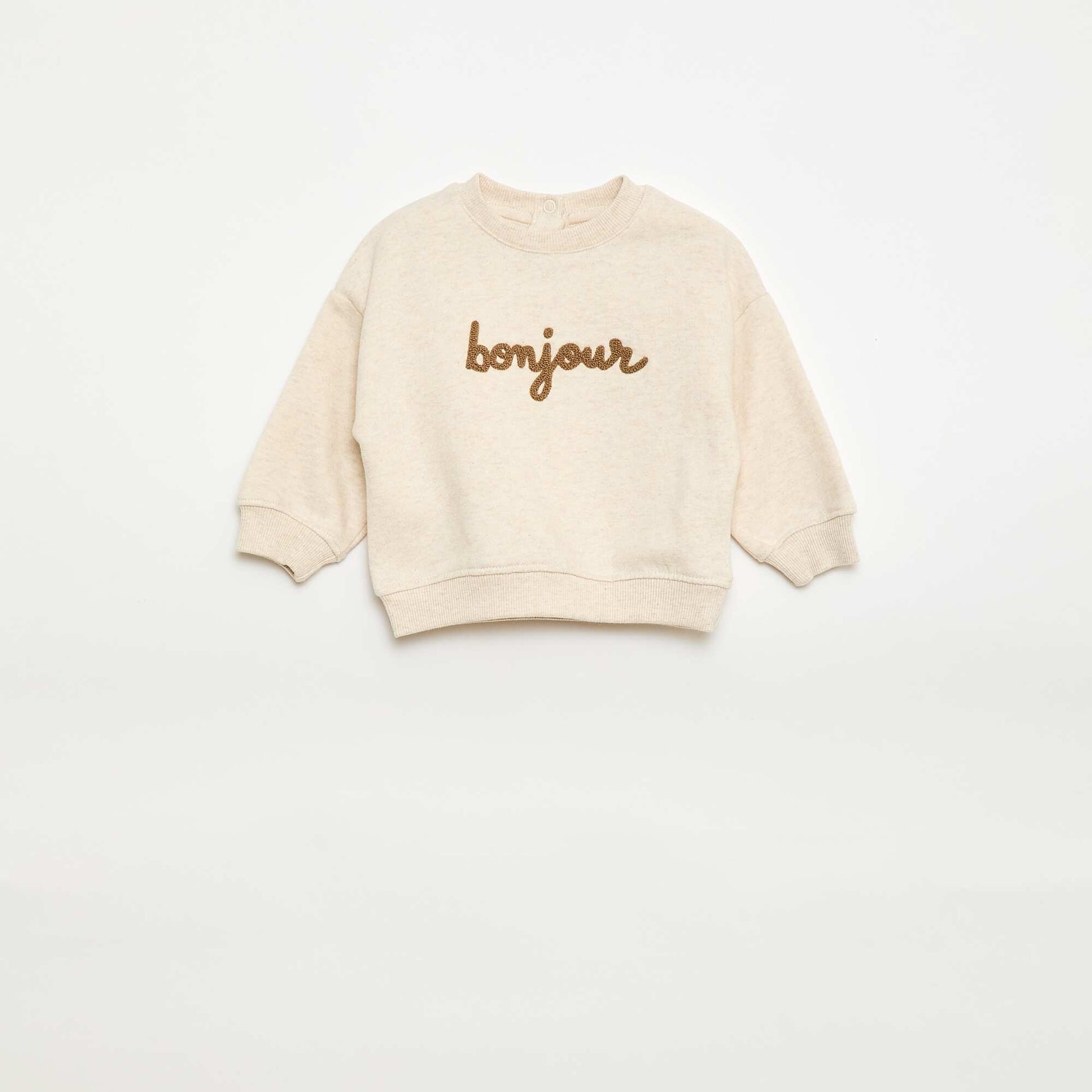 Buzo de felpa con mensaje BEIGE