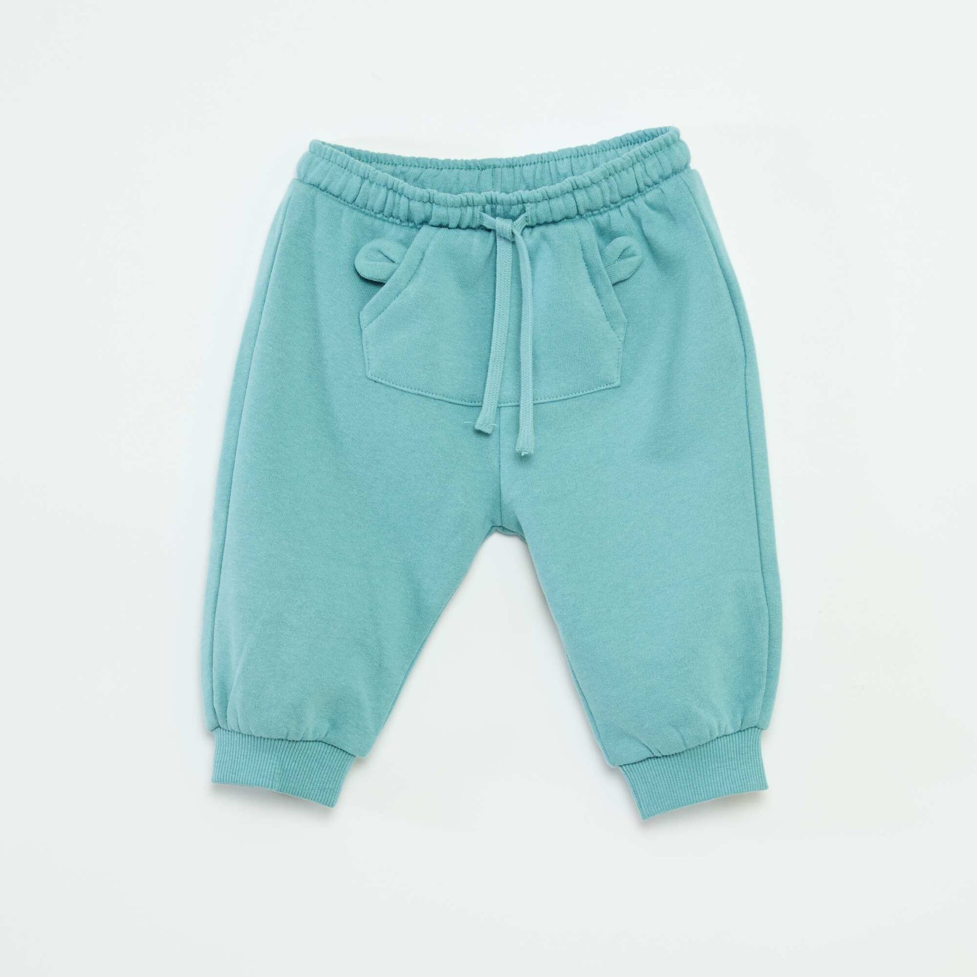 Pantalón de chándal de felpa con bolsillo canguro y orejas de fantasía AZUL