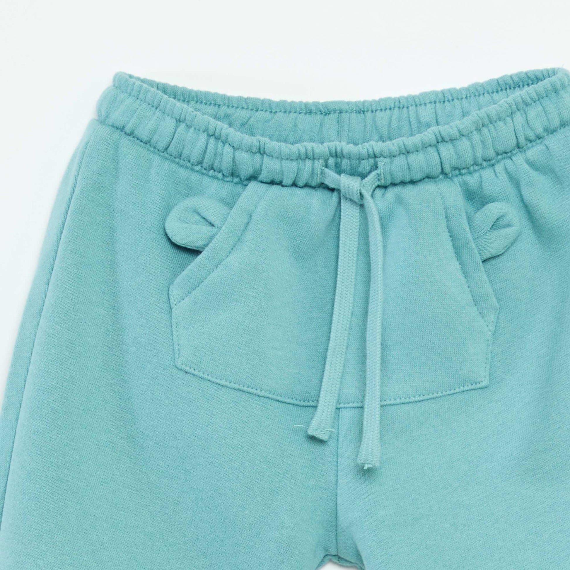 Pantalón de chándal de felpa con bolsillo canguro y orejas de fantasía AZUL