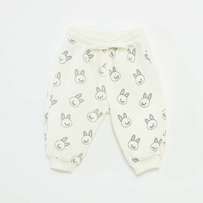 Pantalón de chándal de felpa con bolsillo canguro y orejas de fantasía BLANCO
