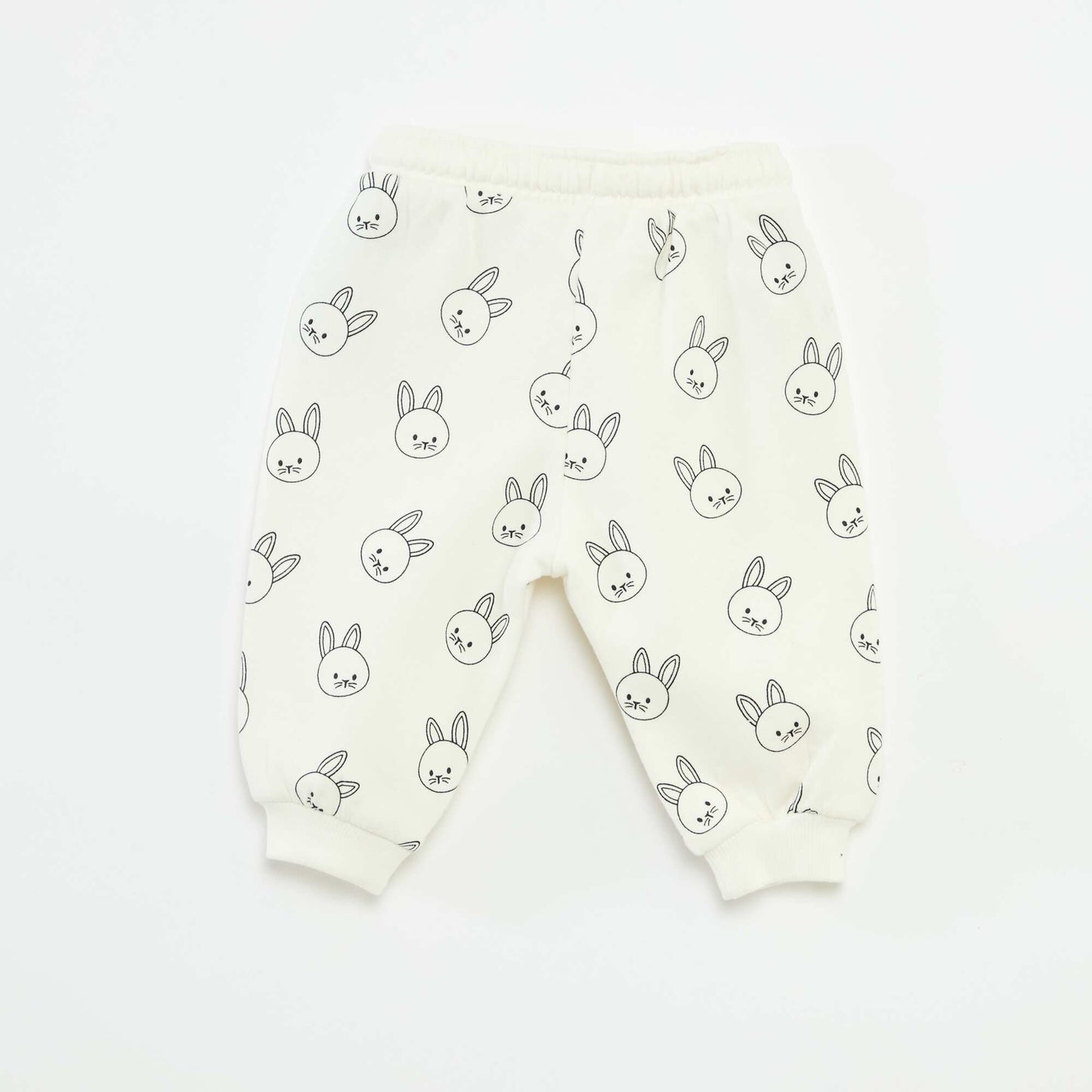 Pantalón de chándal de felpa con bolsillo canguro y orejas de fantasía BLANCO