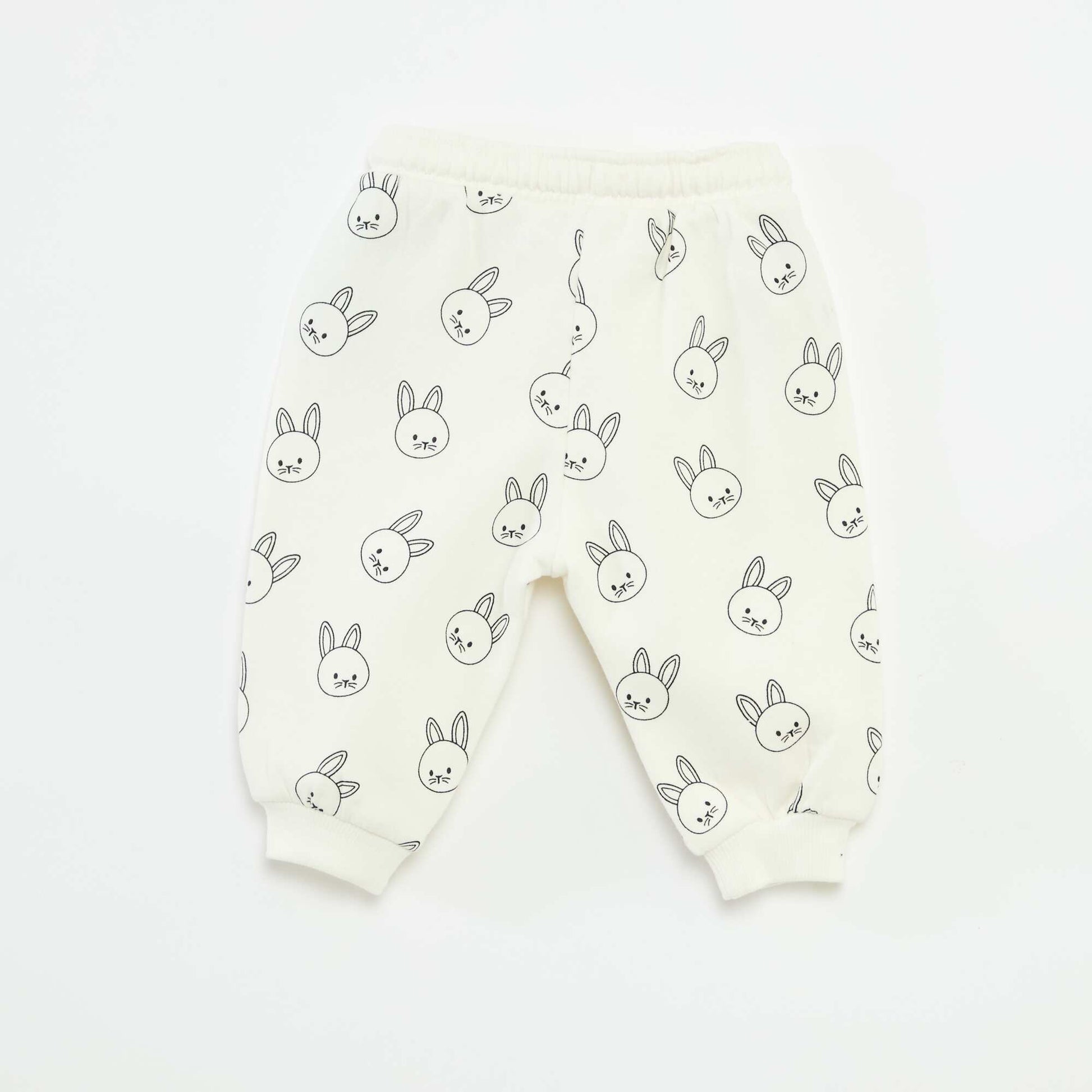 Pantalón de chándal de felpa con bolsillo canguro y orejas de fantasía BLANCO