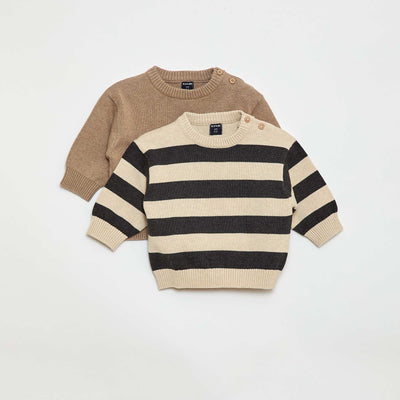 Pack de 2 jerséis de punto compacto BEIGE