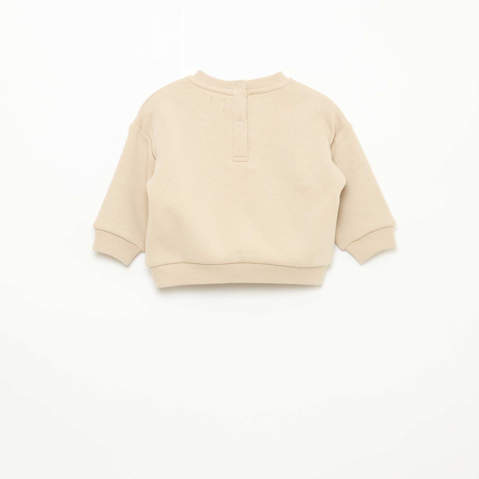 Buzo jaspeada interior de terciopelo suave BEIGE