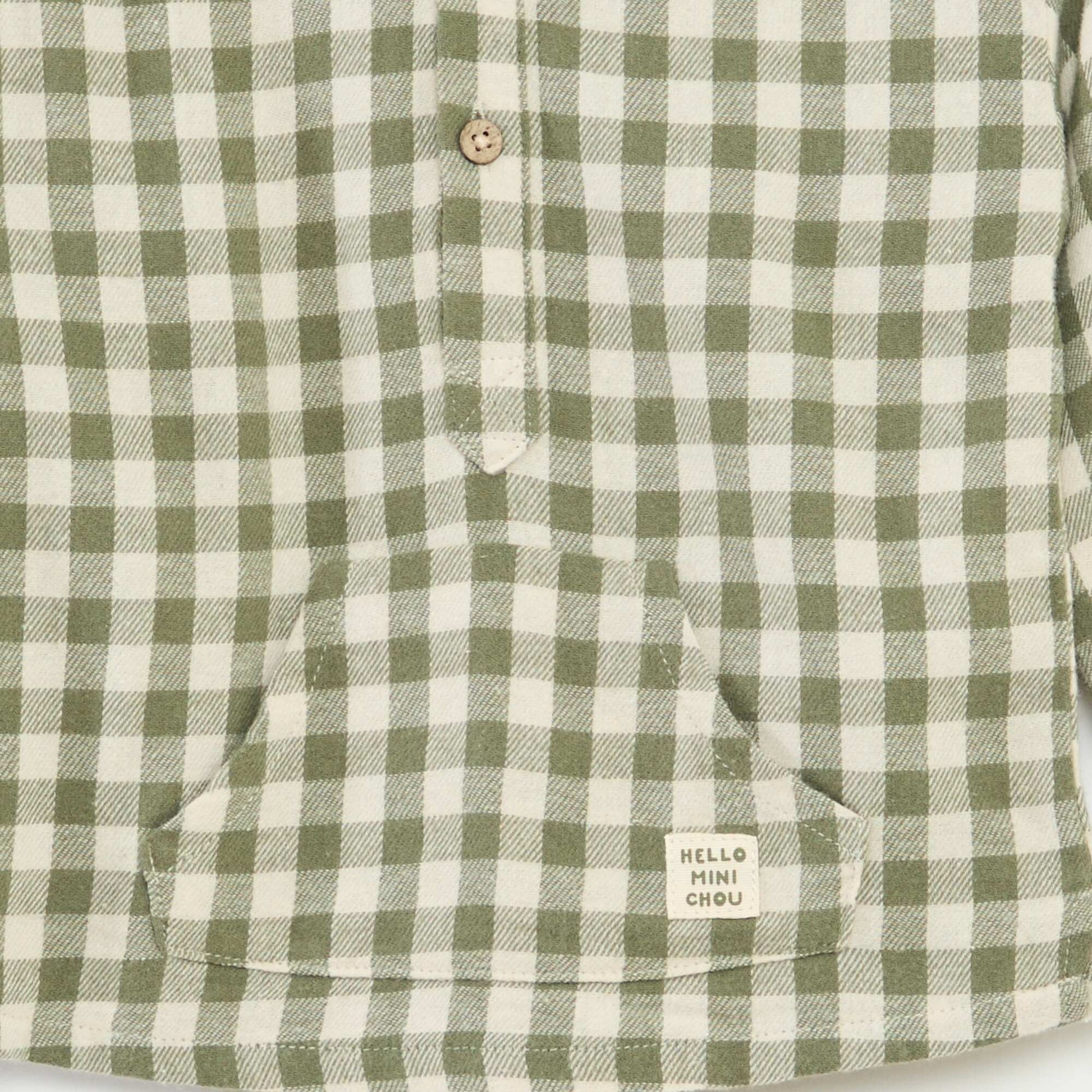Camisa con capucha y bolsillo tipo canguro KAKI