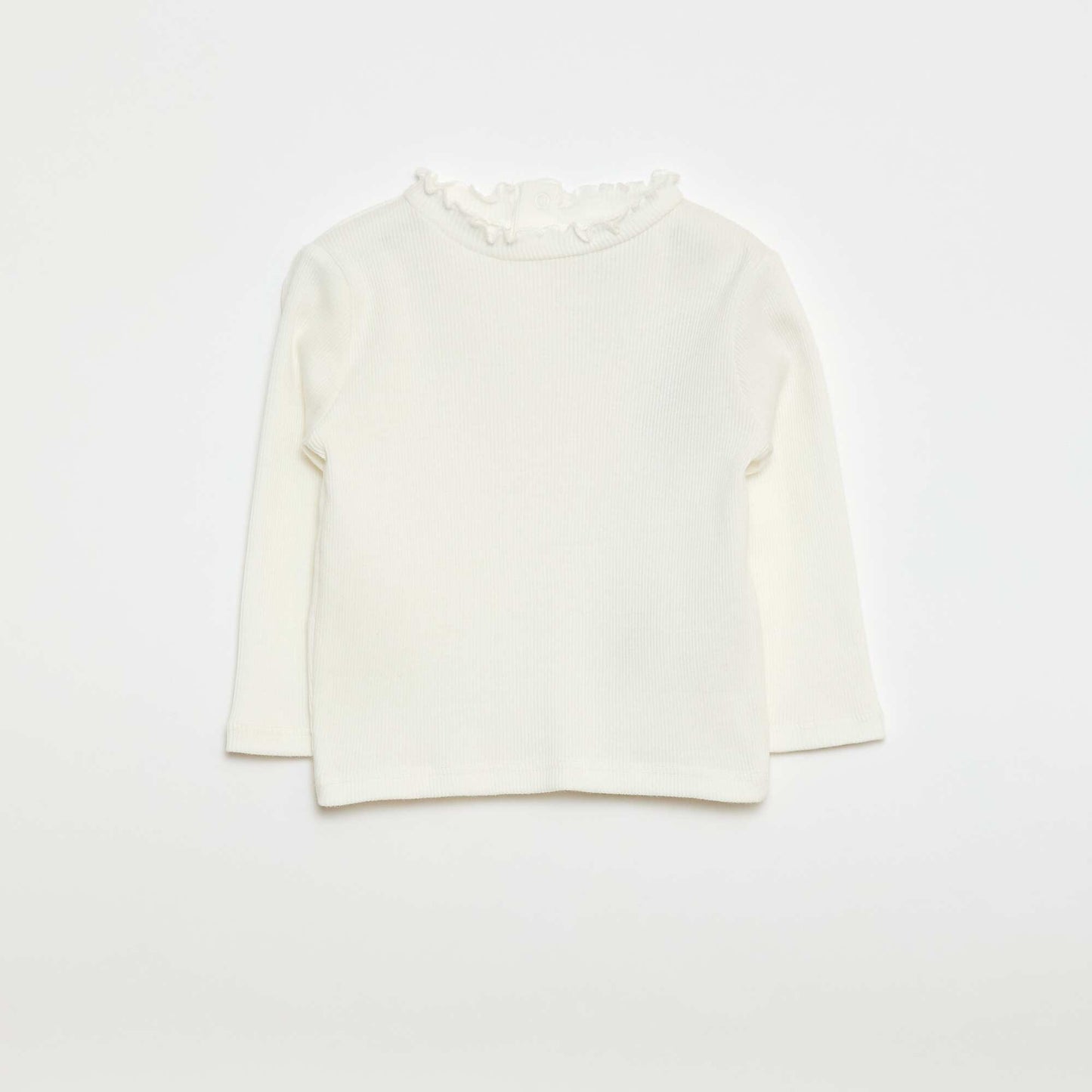 Camiseta canalé cuello ondulado BLANCO