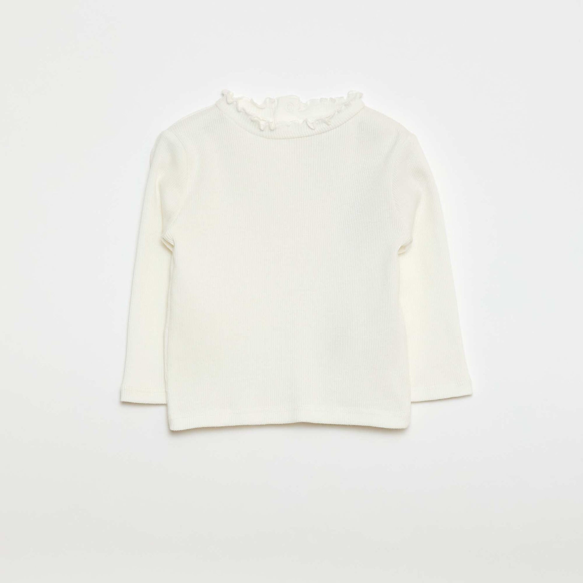 Camiseta canalé cuello ondulado BLANCO