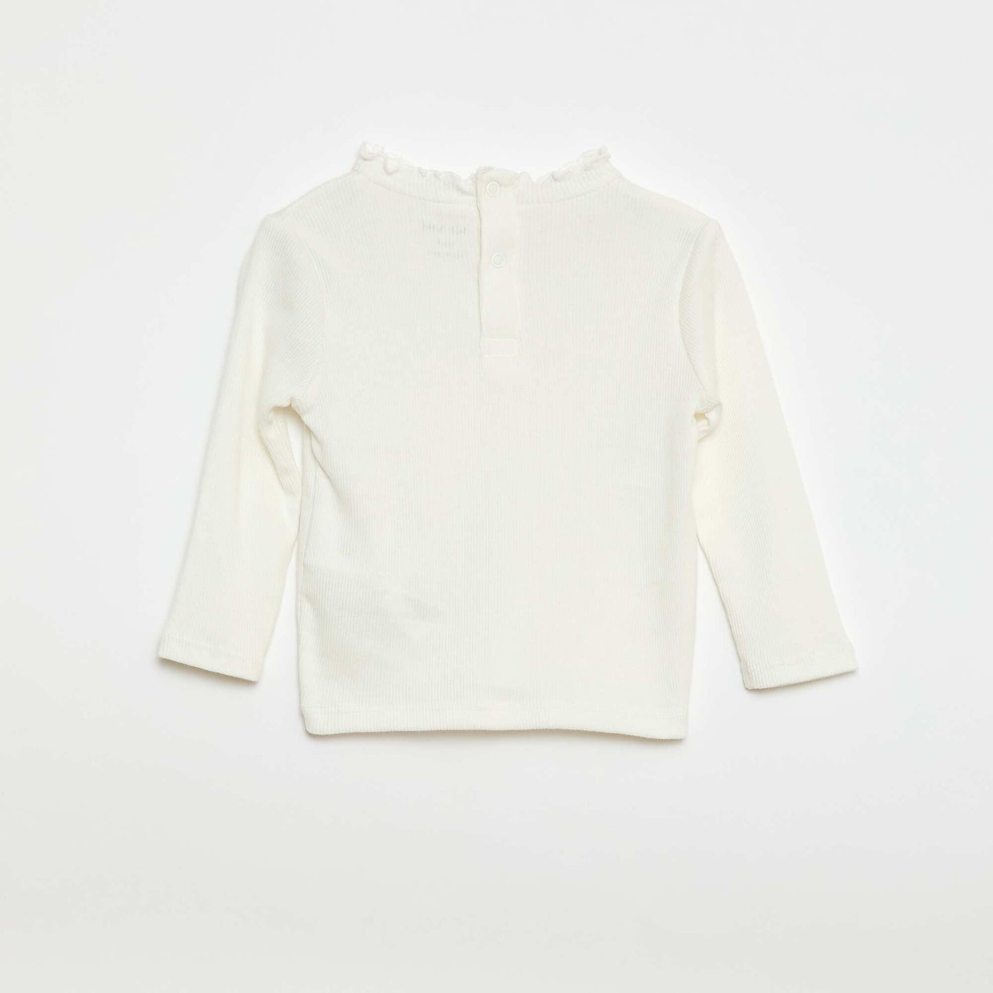 Camiseta canalé cuello ondulado BLANCO