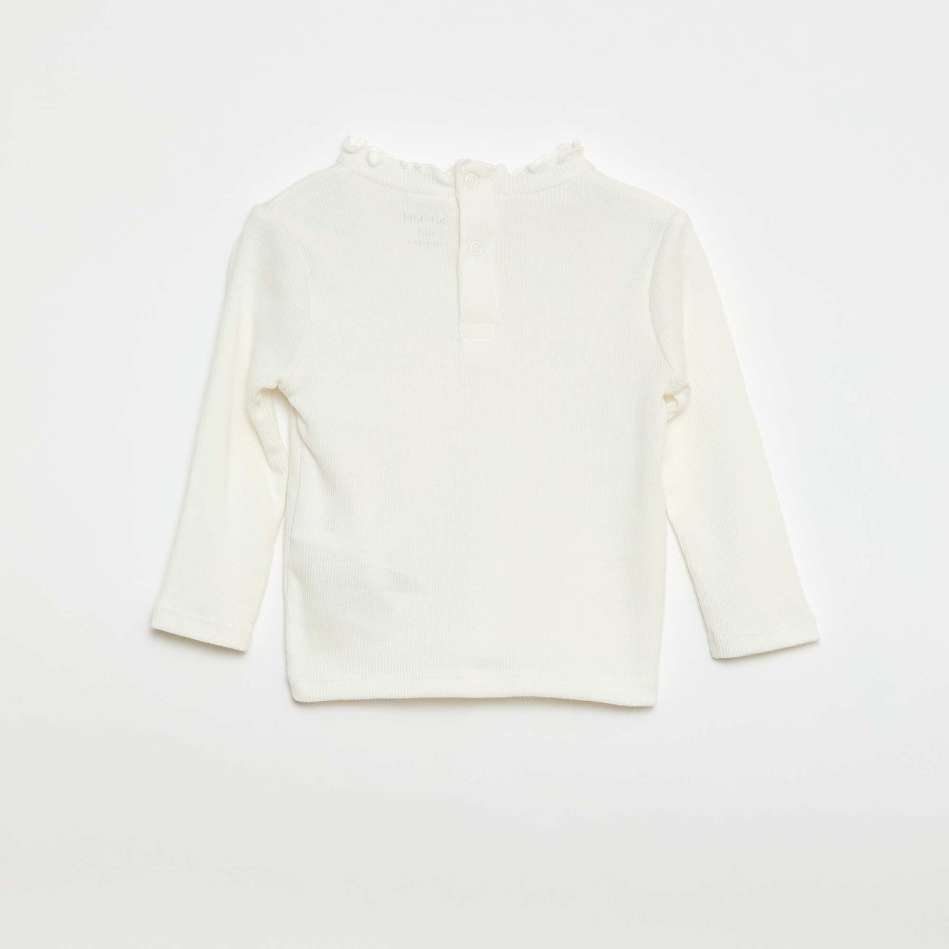 Camiseta canalé cuello ondulado BLANCO