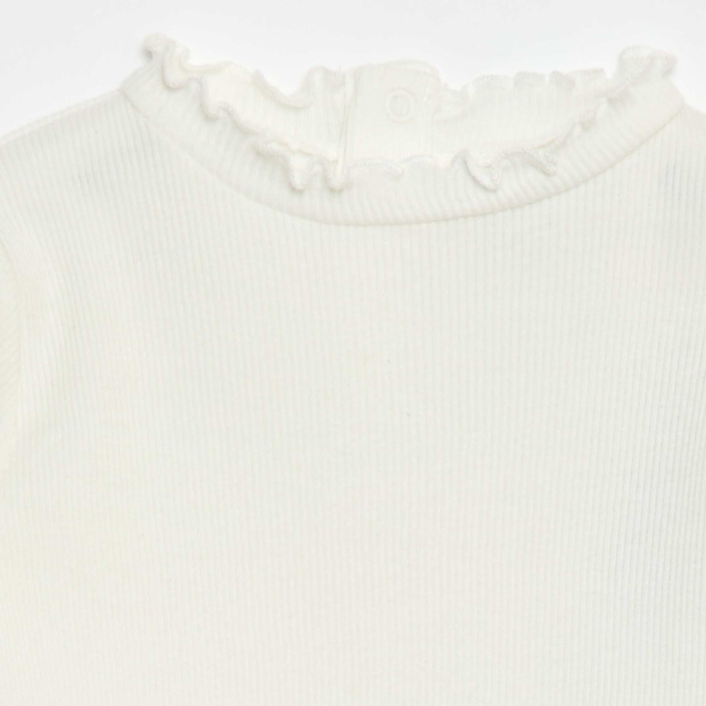 Camiseta canalé cuello ondulado BLANCO